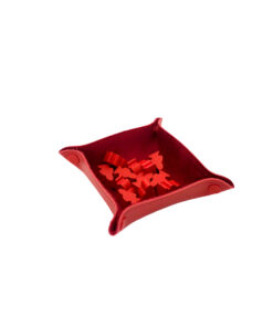 Bandeja de Peças em Couro Ecológico Vermelho 13x13 cm